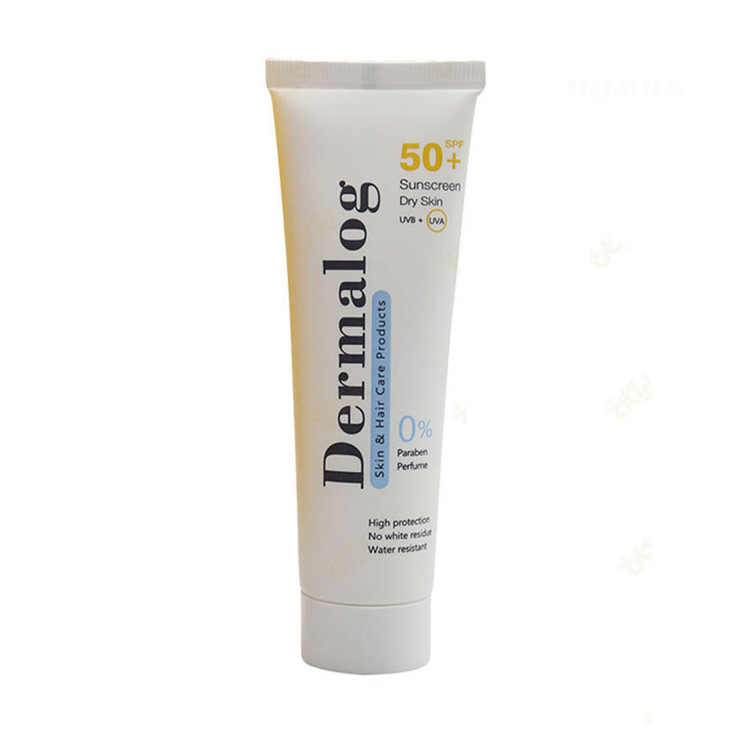 کرم ضد آفتاب بی رنگ درمالوگ با SPF50 مناسب پوست خشک حجم 50 میلی لیتر