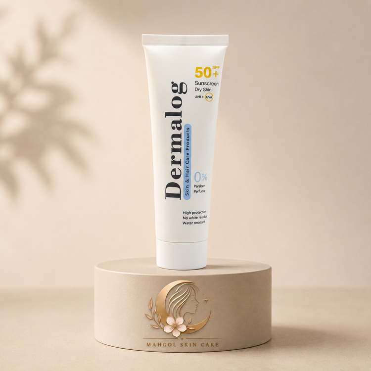 کرم ضد آفتاب بی رنگ درمالوگ با SPF50 مناسب پوست خشک حجم 50 میلی لیتر