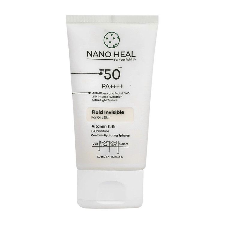ضد آفتاب فلوئیدی بی رنگ نانوهیل مناسب پوست چرب با SPF50 حجم 50 میلی لیتر