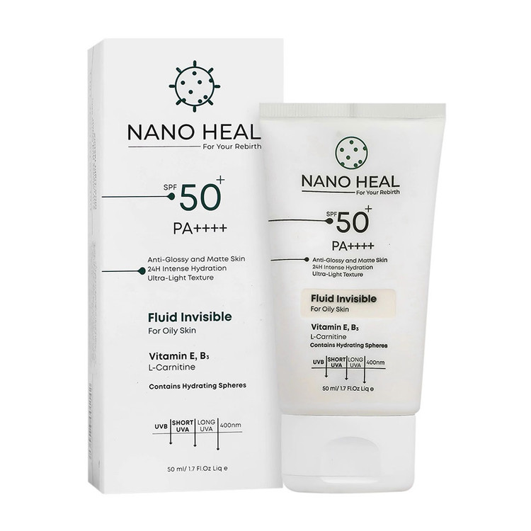 ضد آفتاب فلوئیدی بی رنگ نانوهیل مناسب پوست چرب با SPF50 حجم 50 میلی لیتر