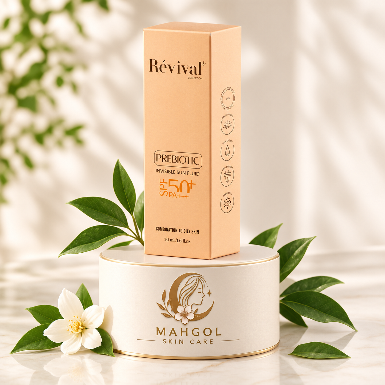 فلوئید ضد آفتاب بی رنگ رویوال با SPF50 مناسب پوست چرب حجم 50 میلی لیتر
